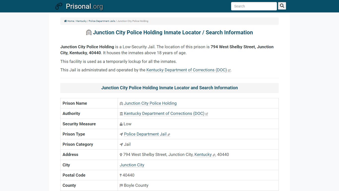 Junction City Police Holding-Inmate Locator/Search Info ...