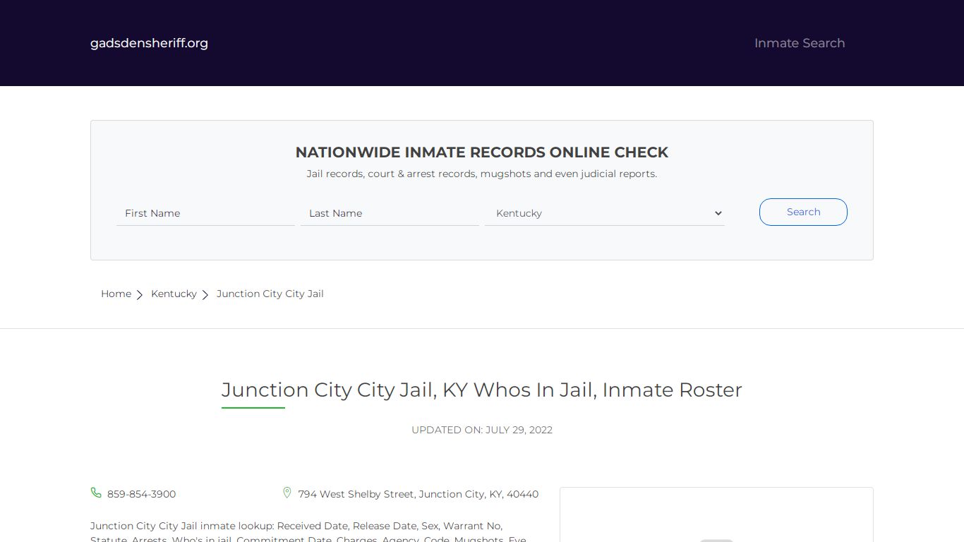 Junction City City Jail, KY Inmate Roster, Whos In Jail