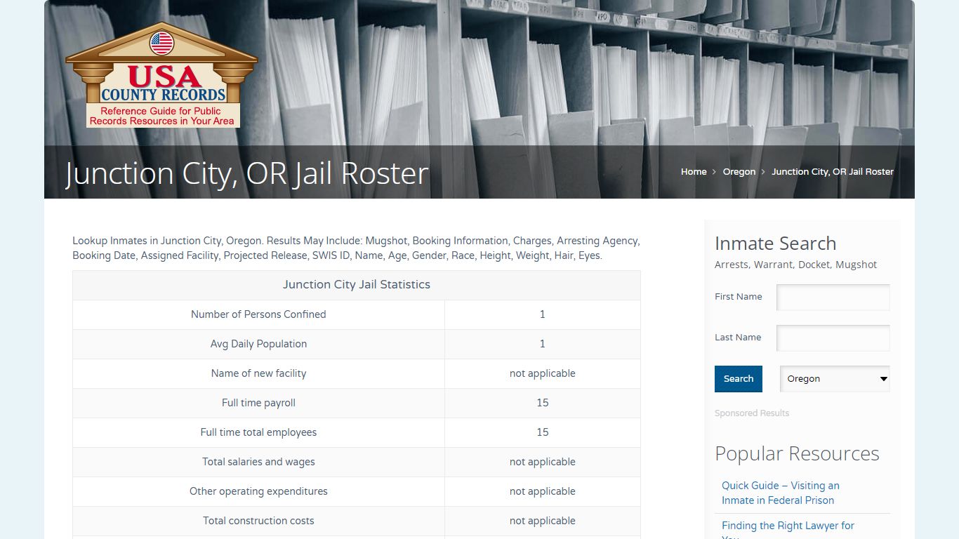 Junction City, OR Jail Roster | Name Search